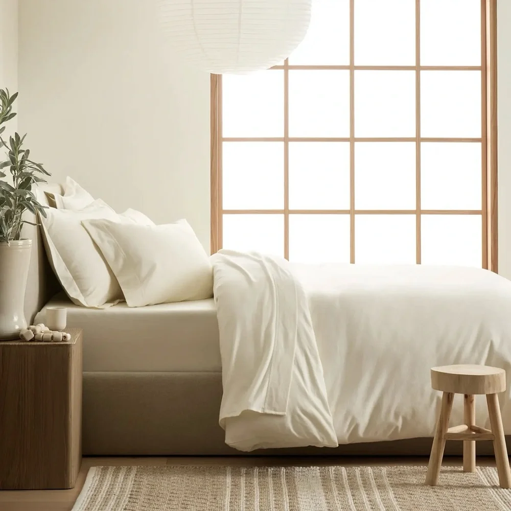 NWT Quince Luxury Organic Flannel Queen Duvet Cover in Ivory